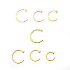 Gold IP Surgical Steel 20 & 22 Gauge Nose Rings - 7 Pack