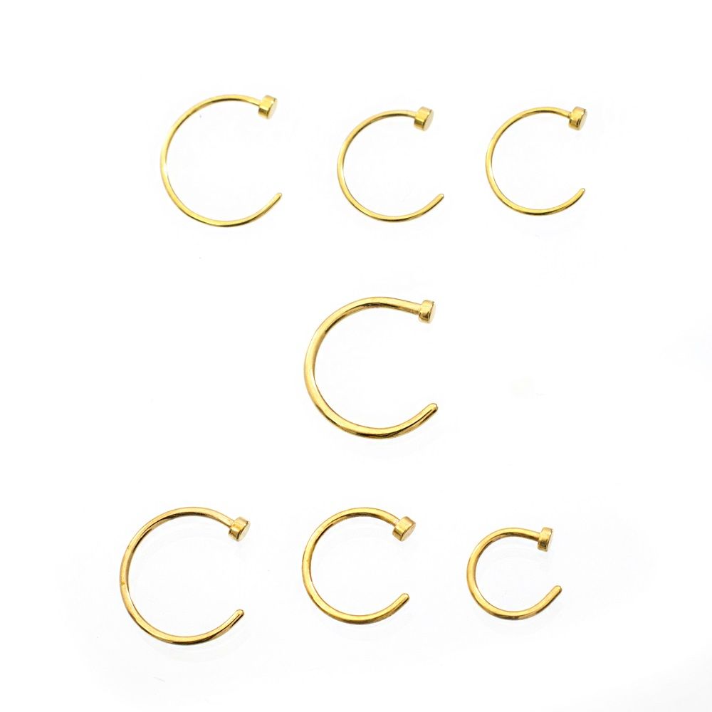 Gold IP Surgical Steel 20 & 22 Gauge Nose Rings - 7 Pack