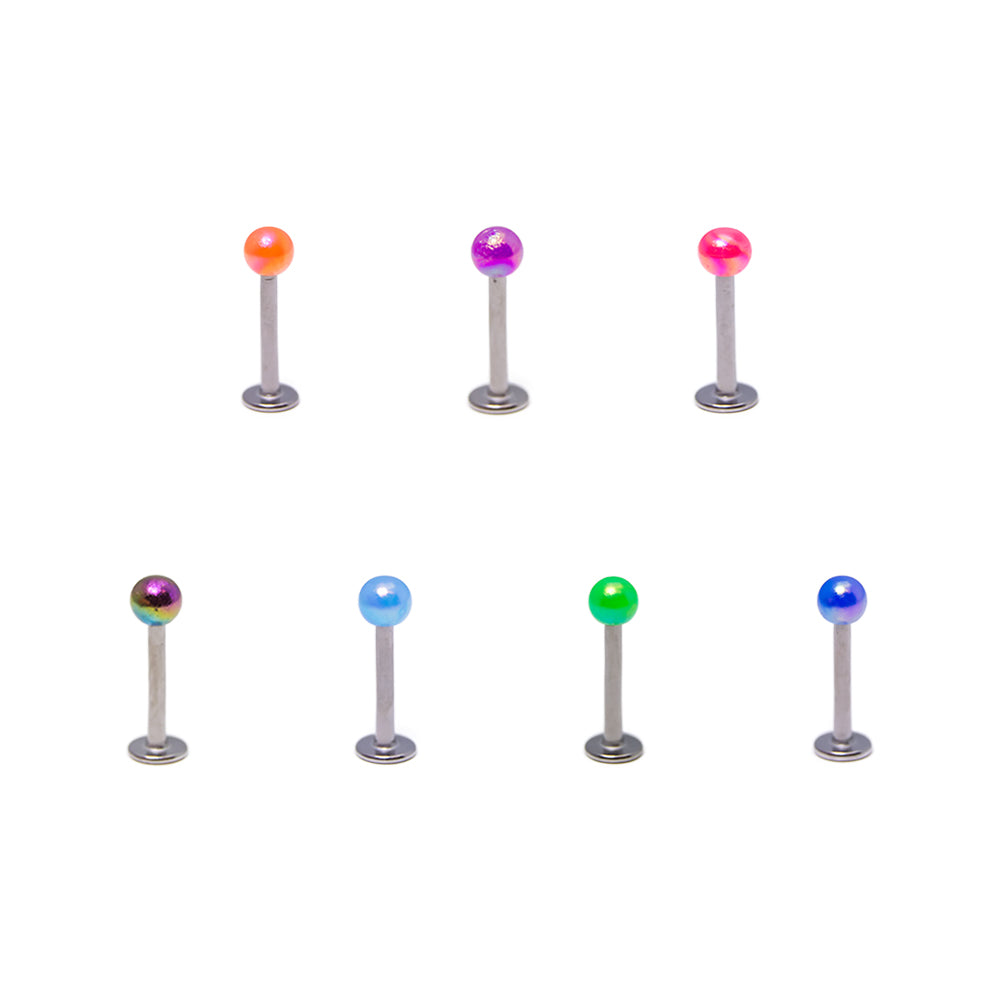 Surgical Steel 16 Gauge Monroe Labret Pearl Acrylic Balls - 7 Pack