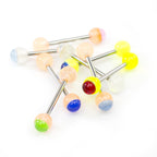 Surgical Steel 14G Glow Straight Barbells Two Tone Balls - 8 Pack