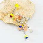 Surgical Steel 14G Glow Straight Barbells Two Tone Balls - 8 Pack