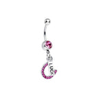 Surgical Steel 14 Gauge CZ Belly Rings with Retainer - 3 Pack