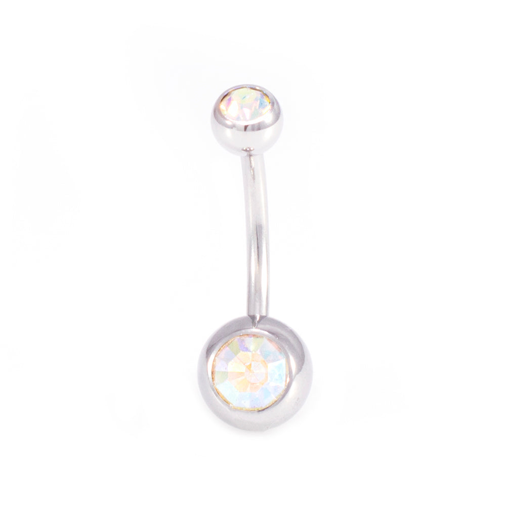 Surgical Steel 14 Gauge CZ Belly Rings with Retainer - 3 Pack