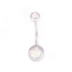 Surgical Steel 14 Gauge CZ Belly Rings with Retainer - 3 Pack