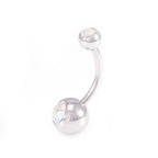 Surgical Steel 14 Gauge CZ Belly Rings with Retainer - 3 Pack