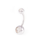 Surgical Steel 14 Gauge CZ Belly Rings with Retainer - 3 Pack