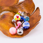 Surgical Steel & Acrylic 14G CZ & Flexi Belly Rings Vibrant - 6 Pack