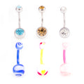 Surgical Steel & Acrylic 14G CZ & Flexi Belly Rings Vibrant - 6 Pack