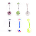 Surgical Steel & Acrylic 14G CZ & Flexi Belly Rings Neon - 6 Pack