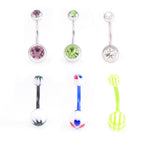 Surgical Steel & Acrylic 14G CZ & Flexi Belly Rings Neon - 6 Pack
