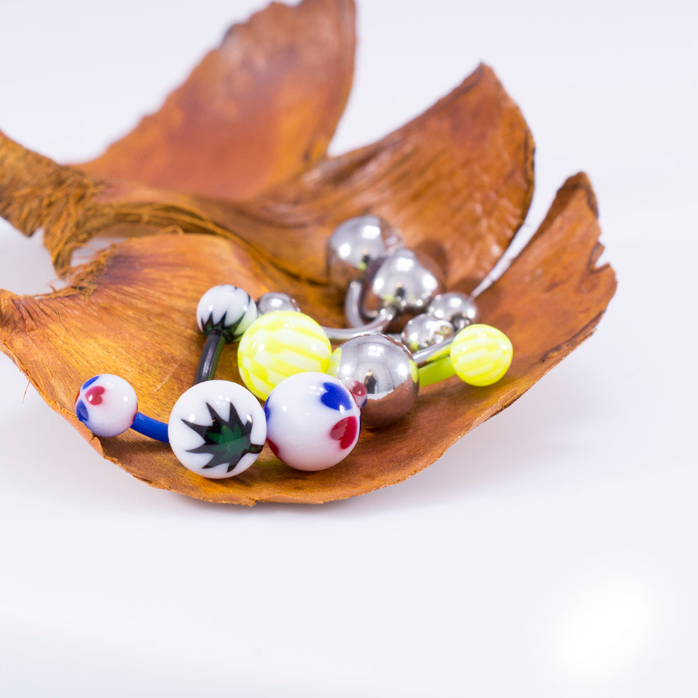 Surgical Steel & Acrylic 14G CZ & Flexi Belly Rings Neon - 6 Pack