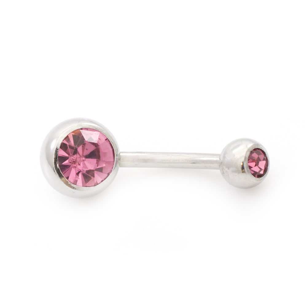Surgical Steel 14 Gauge Pink CZ Star Dangle & Double Belly Rings - photo 3