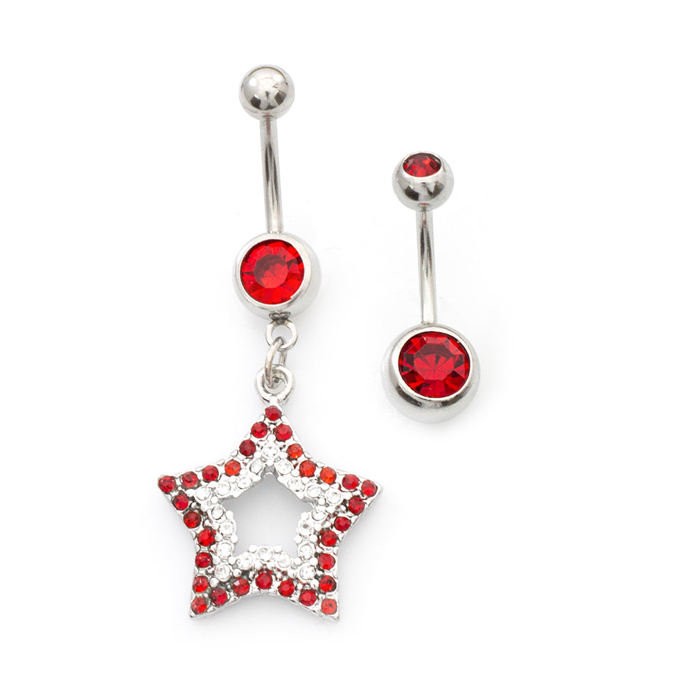 Surgical Steel 14 Gauge Belly Rings with CZ Star Dangle - 2 Pack - photo 7