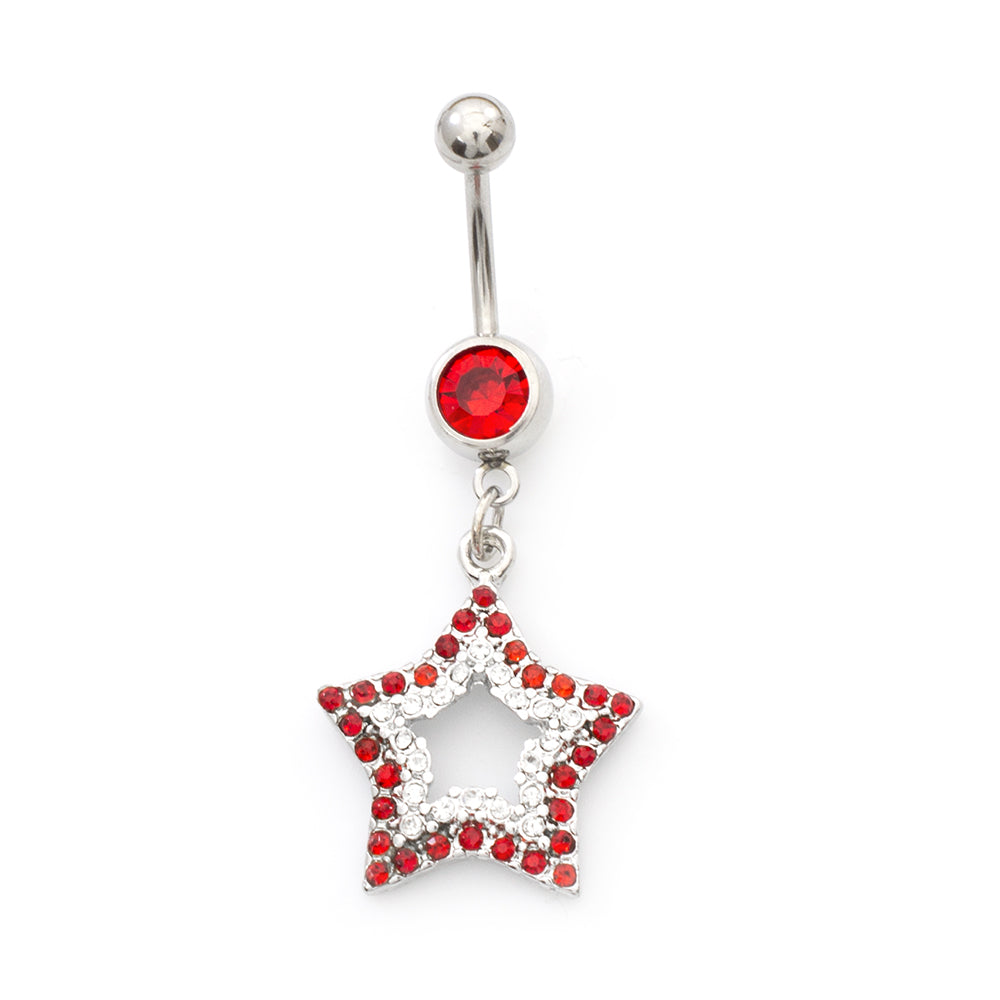 Surgical Steel 14 Gauge Belly Rings with CZ Star Dangle - 2 Pack - photo 5
