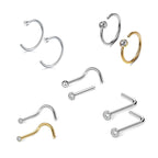 Surgical Steel Nose Ring Stud 20 Gauge Basic's Assortment Kit - Pair - Kruelty