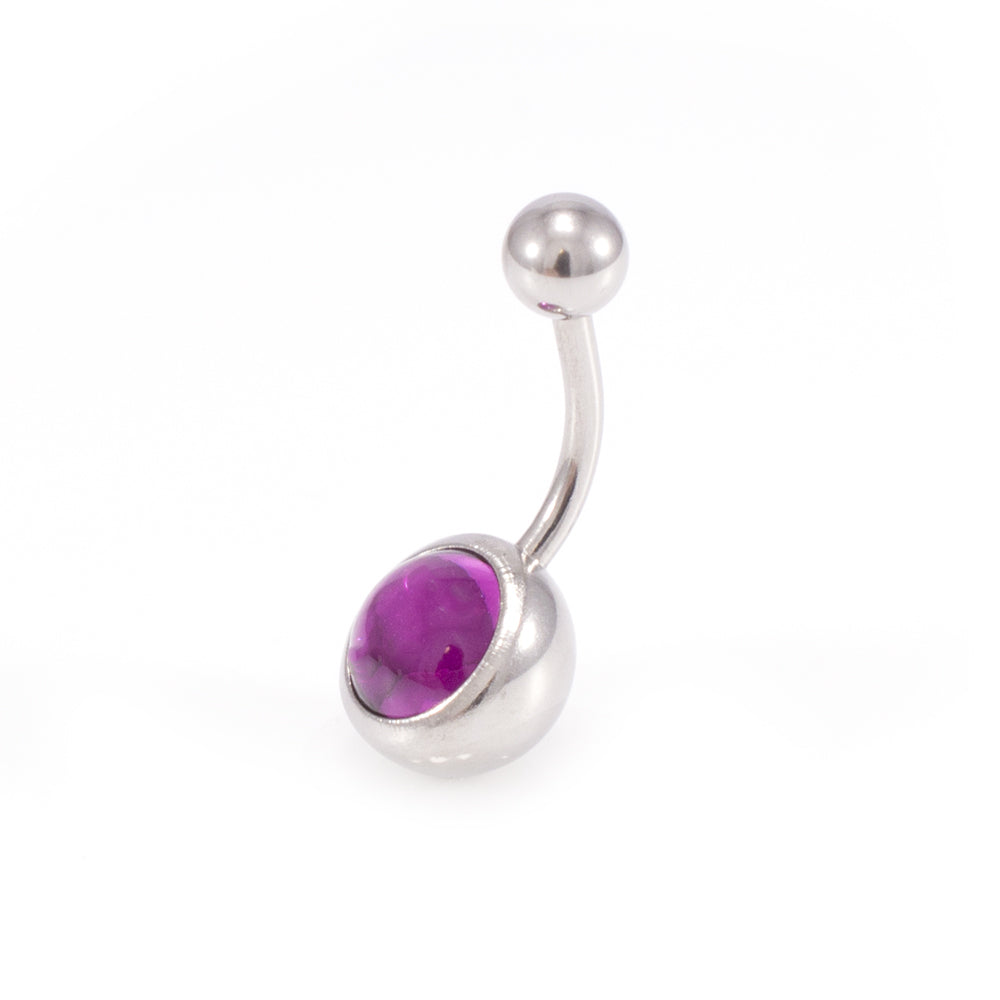 Surgical Steel 14 Gauge Jeweled Belly Button Rings - Pair
