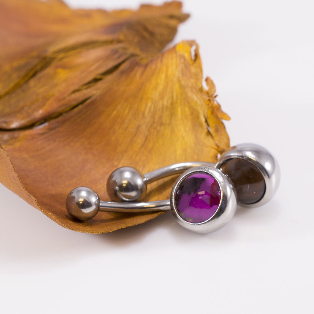 Surgical Steel 14 Gauge Jeweled Belly Button Rings - Pair