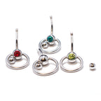 Surgical Steel 14 Gauge CZ Belly Button Rings for Women - 4 Pack