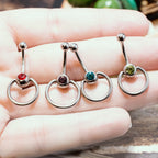 Surgical Steel 14 Gauge CZ Belly Button Rings for Women - 4 Pack