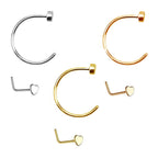 Surgical Steel 18 Gauge Nose Hoop & L-Shape Heart Stud - Pair