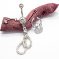 Surgical Steel Belly Ring, Septum Clip & Eyebrow Barbell Set - 3 Pack