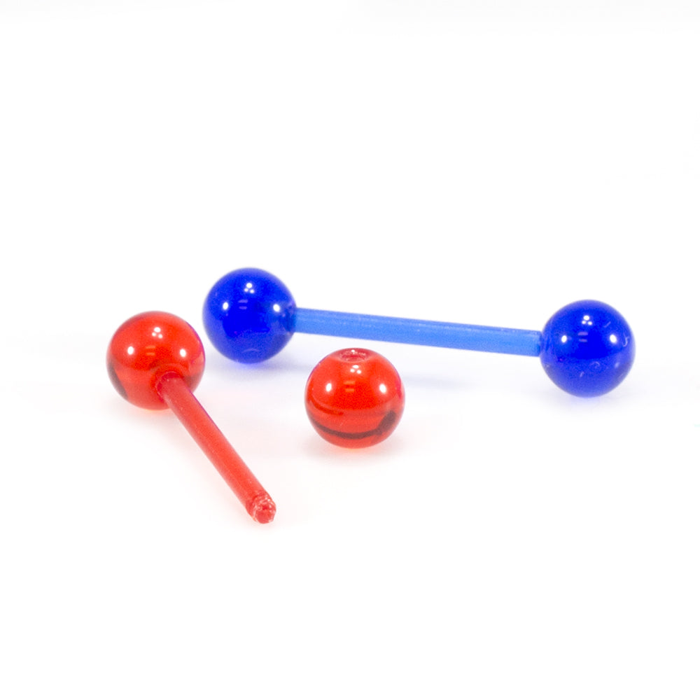 Acrylic 14 Gauge Tongue Barbells Unique Ball Design - Pair