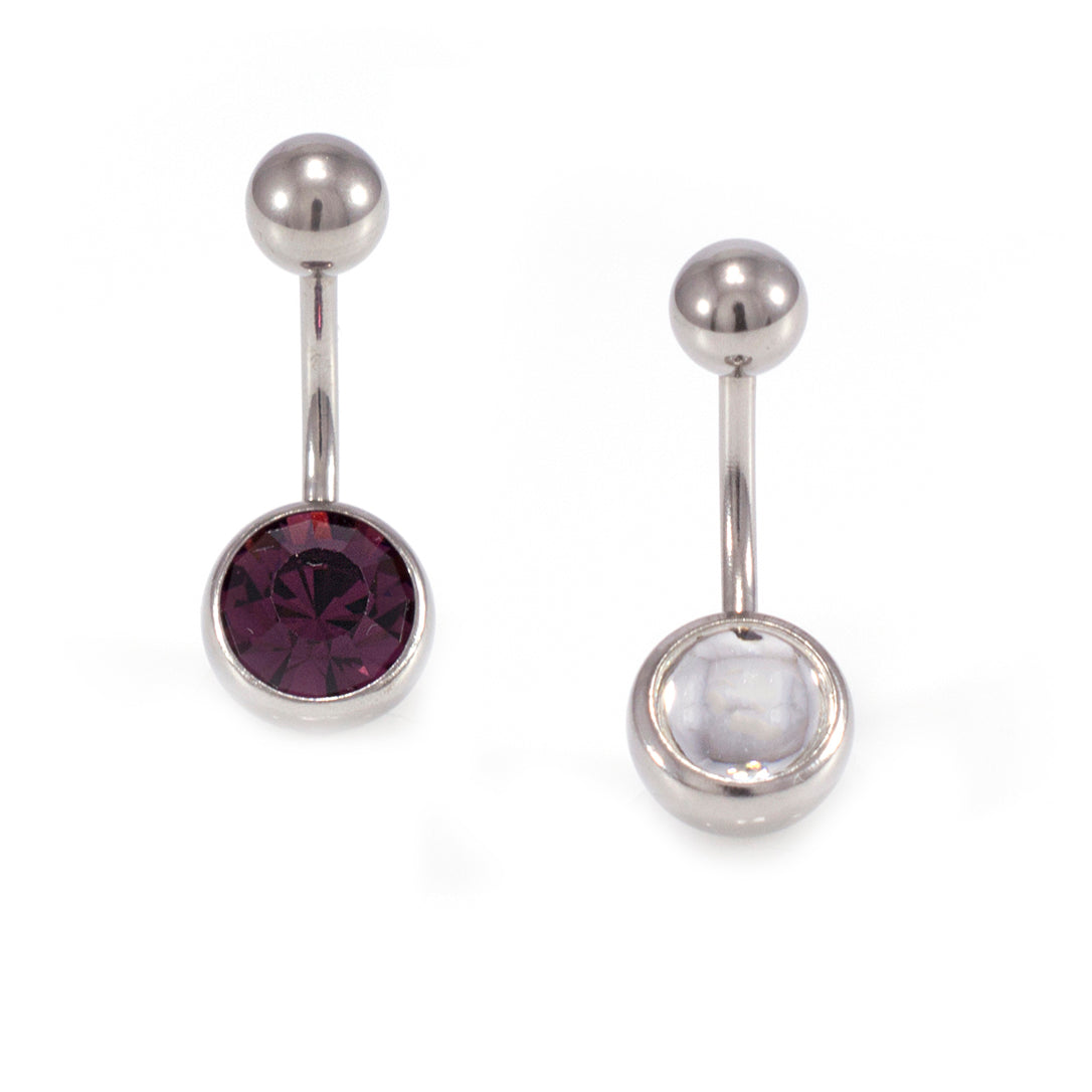 Surgical Steel 14 Gauge Belly Button Rings with Jewels - Pair