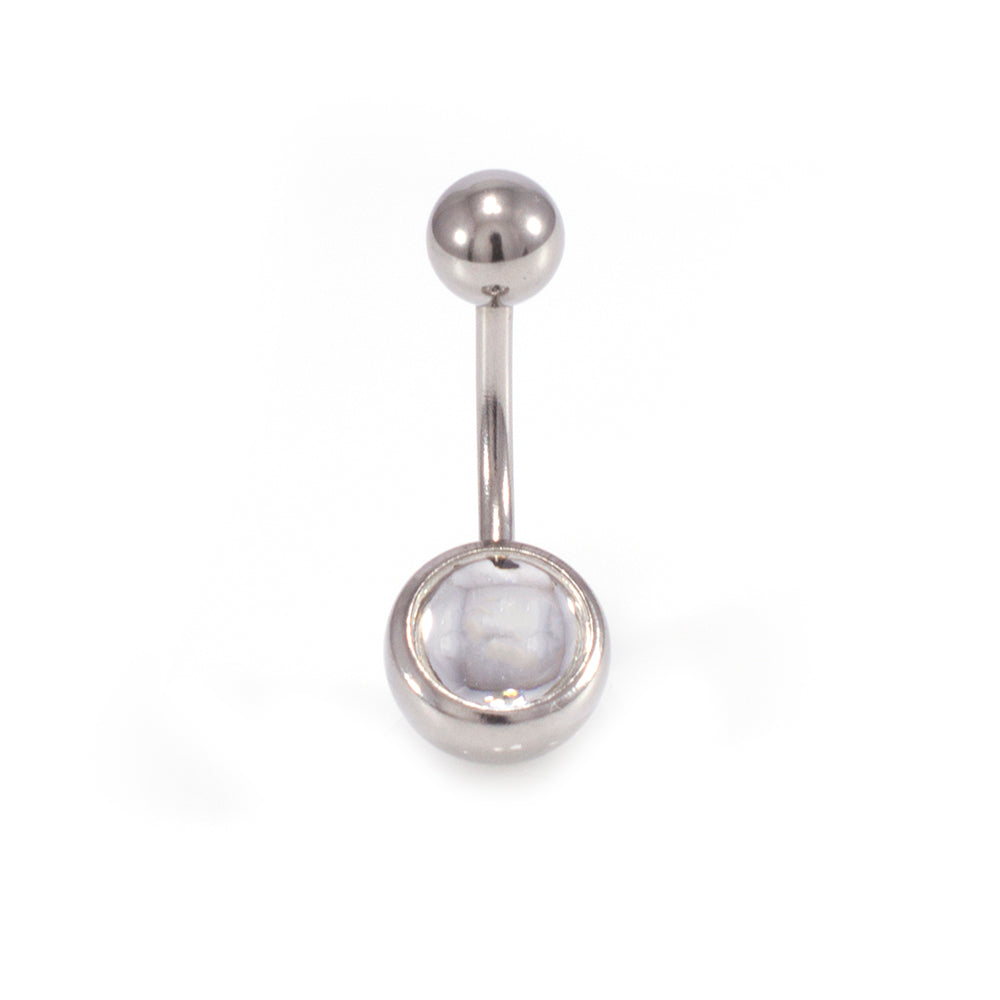 Surgical Steel 14 Gauge Belly Button Rings with Jewels - Pair