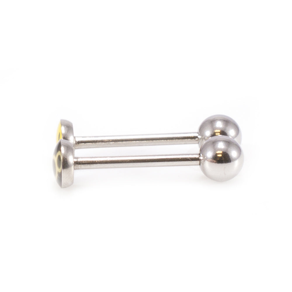 Surgical Steel 14 Gauge Tongue Barbells Emoji Design - Pair