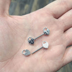 Surgical Steel 14 Gauge Heart Pad Lock Nipple Barbell - Pair