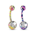 Surgical Steel Belly Button Ring 14 Gauge Paint Splatter - Pair - Kruelty