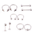 Surgical Steel 14 Gauge Horseshoe, Captive & Labret Set - 10 Pack