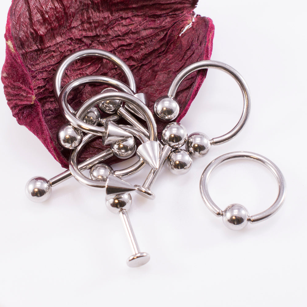 Surgical Steel 14 Gauge Horseshoe, Captive & Labret Set - 10 Pack