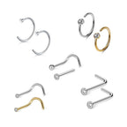 Surgical Steel 20 Gauge Bezel CZ Nose Studs - Pair