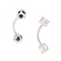 Surgical Steel 16G Box Design Curved Barbell Black & Clear CZ - Pair