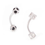 Surgical Steel 16G Box Design Curved Barbell Black & Clear CZ - Pair