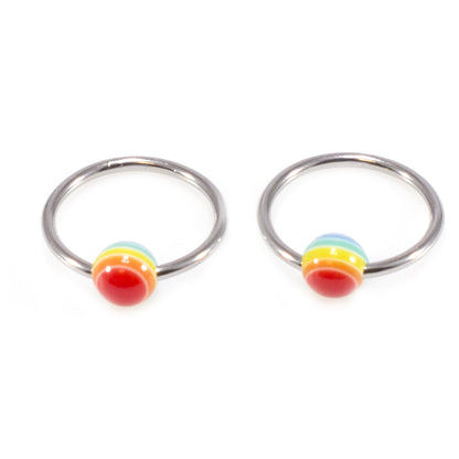 Surgical Steel 18 Gauge Captive Bead Ring Pride Rainbow - Pair - photo 3