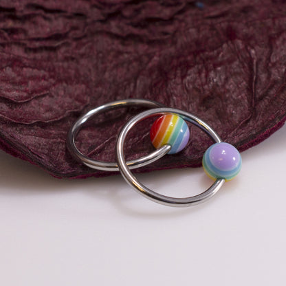 Surgical Steel 18 Gauge Captive Bead Ring Pride Rainbow - Pair - photo 4
