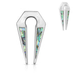 Surgical Steel Ear Weight Hanger Plug 00 Gauge Abalone Keyhole - Pair - Kruelty