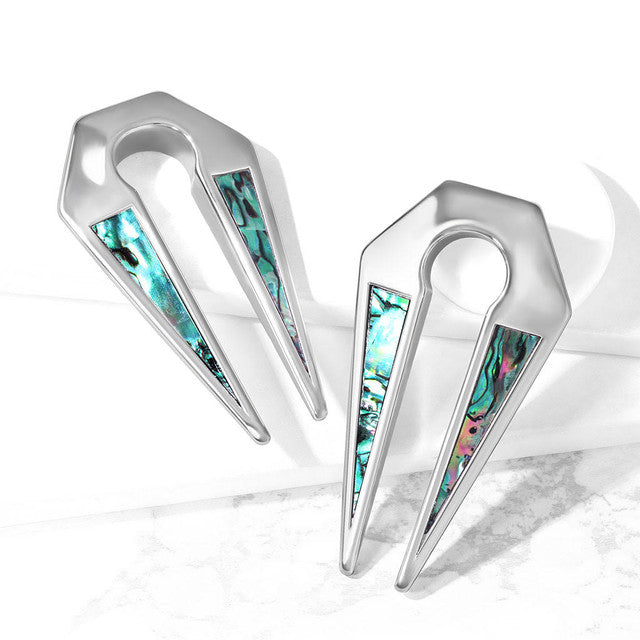 Surgical Steel Ear Weight Hanger Plug 00 Gauge Abalone Keyhole - Pair - Kruelty - Photo 3