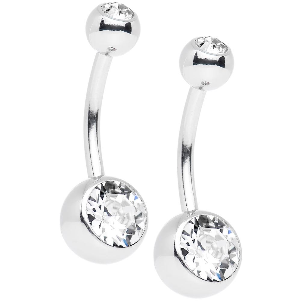 Surgical Steel 14 Gauge Belly Rings with High Polish CZ Gems - Pair