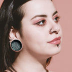 Double Flared Glass Plugs Ear 2 to 5/8" Gauge & Black Honeycomb - Pair - Kruelty - Photo 2