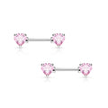 Surgical Steel Nipple Ring Barbell 14 Gauge Heart Shaped CZ Gem - Pair - Kruelty - Photo 4
