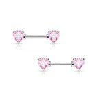 Surgical Steel Nipple Ring Barbell 14 Gauge Heart Shaped CZ Gem - Pair - Kruelty - Photo 4