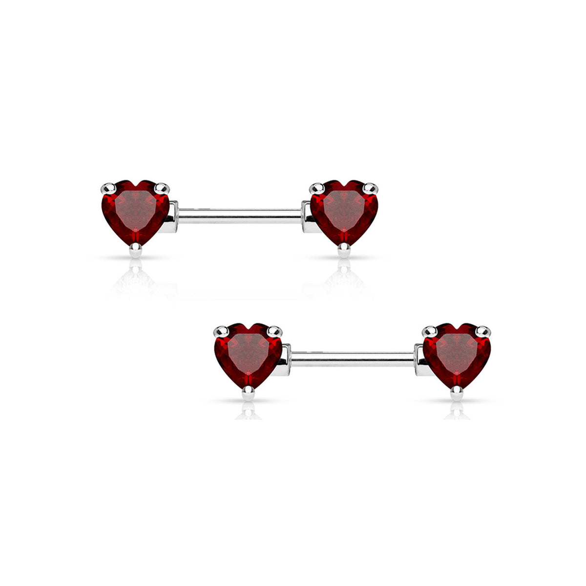 Surgical Steel Nipple Ring Barbell 14 Gauge Heart Shaped CZ Gem - Pair - Kruelty - Photo 5