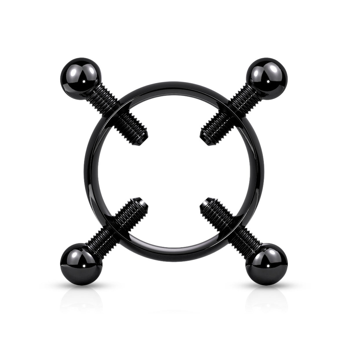 Surgical Steel Non- Adjustable Nipple Ring Clamp & 4 Screws - Pair - Kruelty - Photo 5