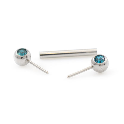 Surgical Steel 14 Gauge Push Pin Nipple Barbells with CZ - Pair - photo 4