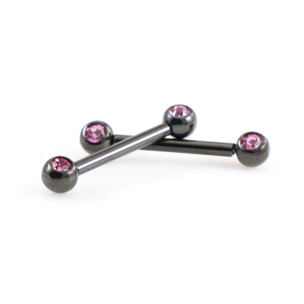 Surgical Steel 14 Gauge Push Pin Nipple Barbells with CZ - Pair - photo 8