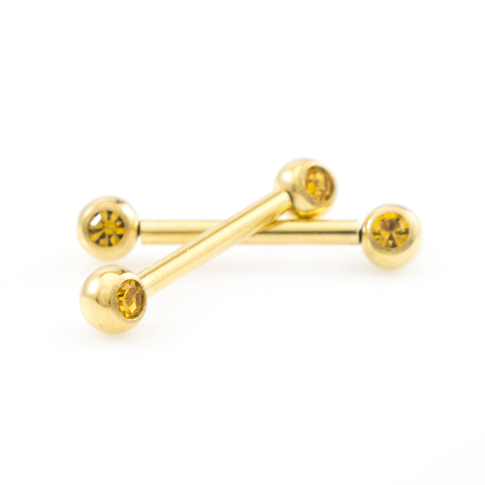 Surgical Steel 14 Gauge Push Pin Nipple Barbells with CZ - Pair - photo 3