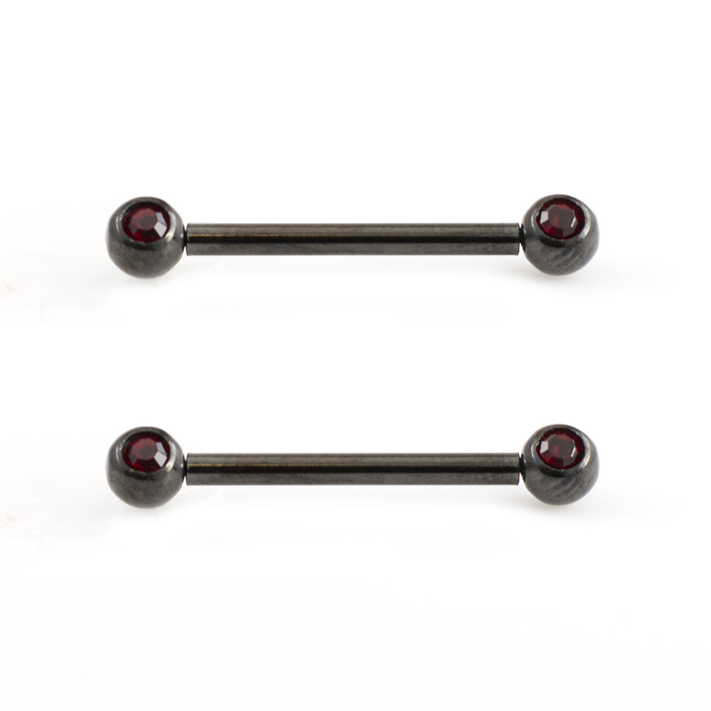 Surgical Steel 14 Gauge Push Pin Nipple Barbells with CZ - Pair - photo 11